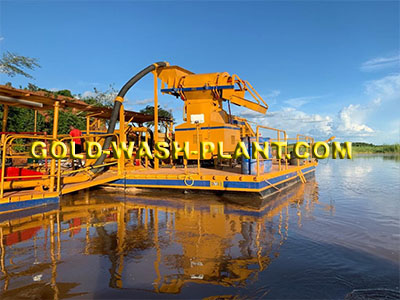 DOVE dredge and floating plant in river mining operation